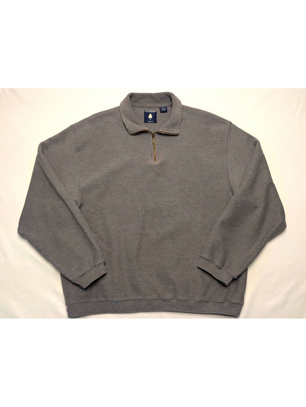 Roundtree & Yorke Outdoors Gray 1/4 Zip Mock Neck Pullover Sweater Gorpcore Sz L